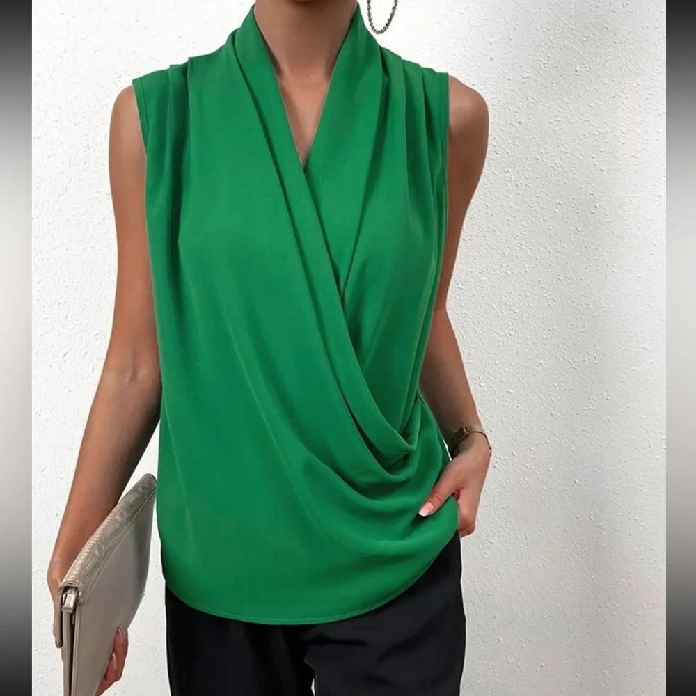 Luxe wrap hem surplice blouse - Picture 9 of 16